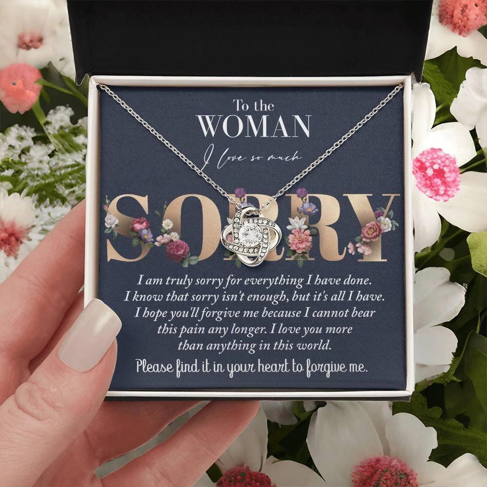 Apology Gift for Girlfriend, Wife, Soulmate - Sorry, Bear This Pain - Love Knot Pendant Necklace