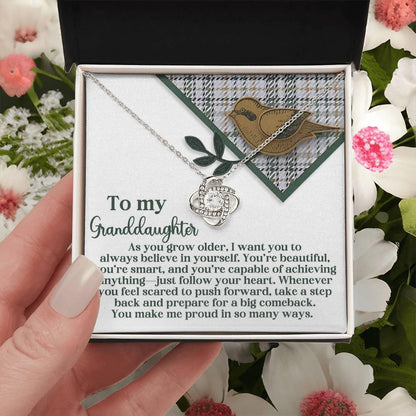 Gift for Granddaughter - A Big Comeback - Love Knot Pendant Necklace - Mallard Moon Gift Shop