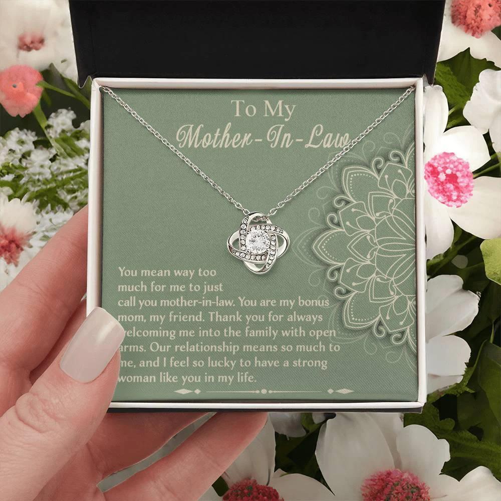 Mother-In-Law Gift - I Feel Lucky to Have A Strong Woman in My Life Love Knot Necklace