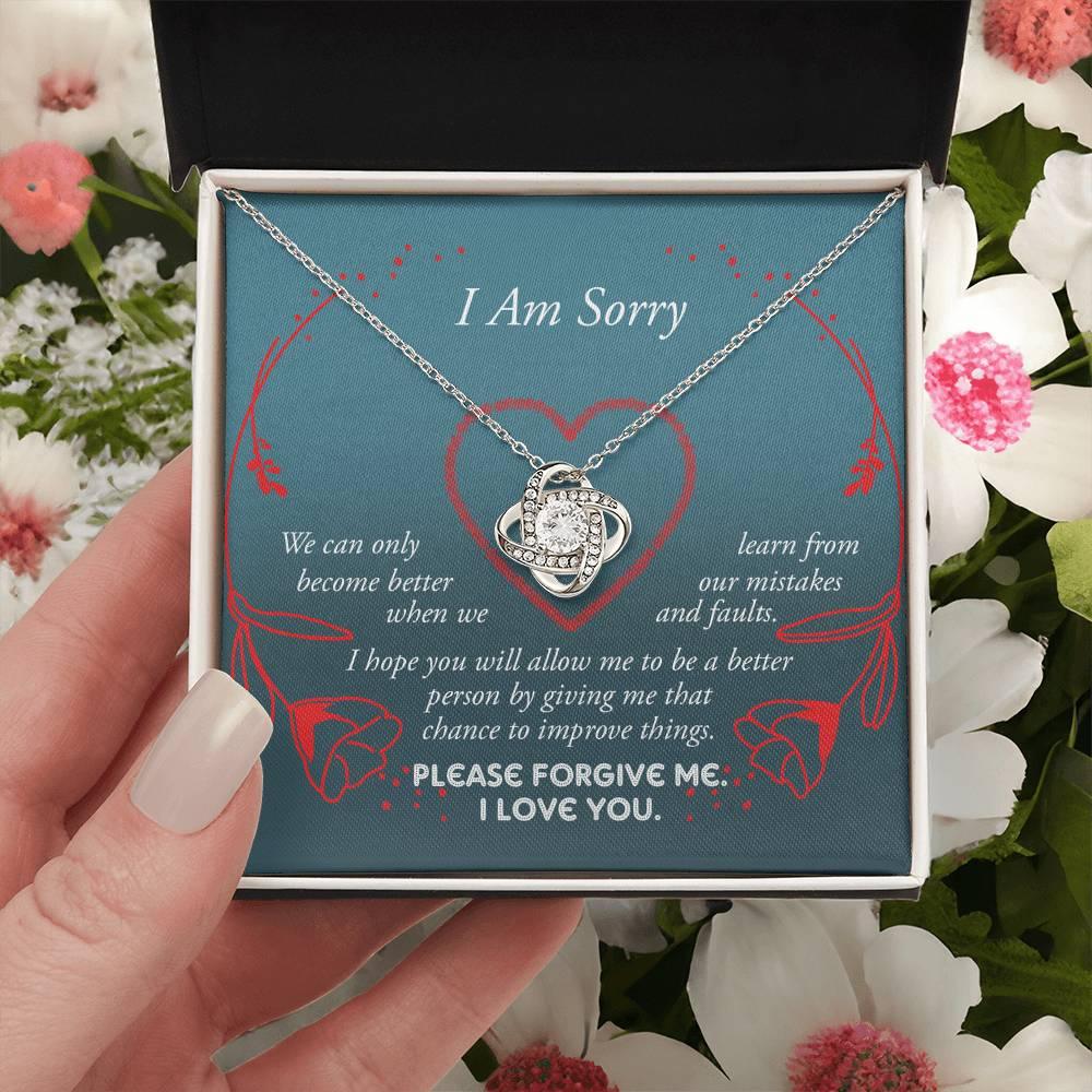 Apology Gift for Girlfriend, Wife, Soulmate - Sorry, Mistakes And Faults - Love Knot Pendant Necklace - Mallard Moon Gift Shop