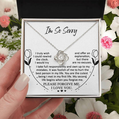 Apology Gift for Girlfriend, Wife, Soulmate - Sorry, My First Life - Love Knot Pendant Necklace - Mallard Moon Gift Shop
