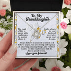 To My Granddaughter – Love Knot Necklace Gift | “Always Believe in Yourself” Encouragement Message Card | Grandparent Gift for Birthday, Graduation & Christmas