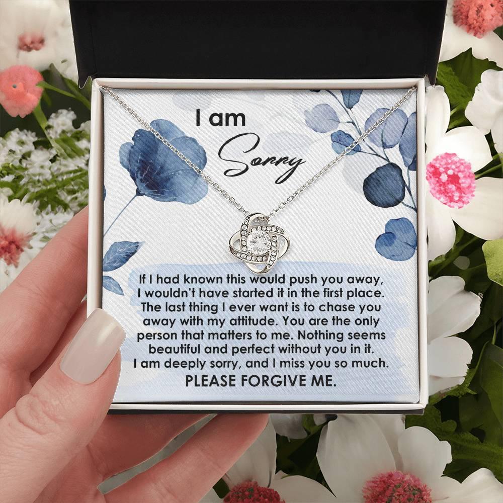 Apology Gift for Girlfriend, Wife, Soulmate - Sorry, Push You Away - Love Knot Pendant Necklace - Mallard Moon Gift Shop