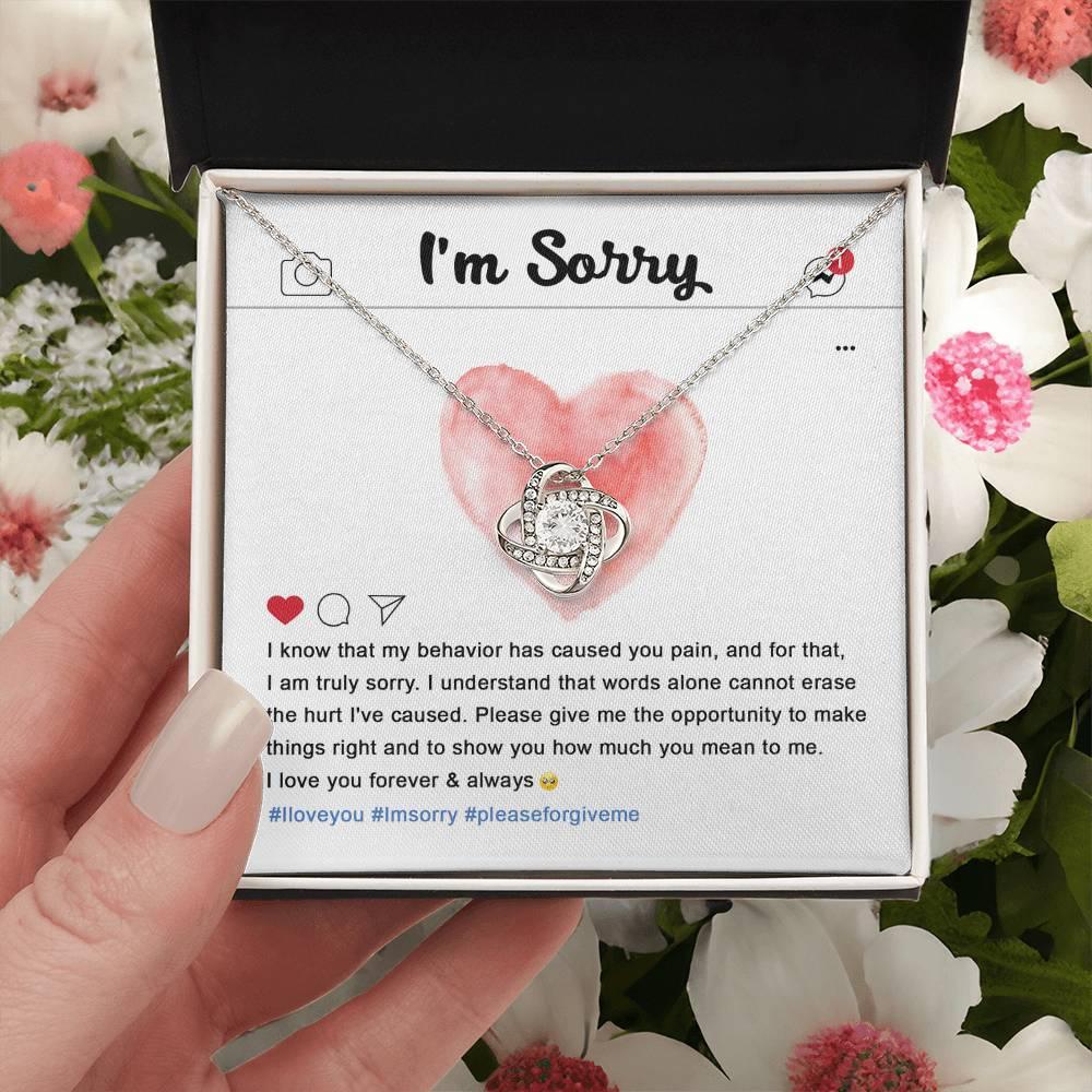 Apology Gift for Girlfriend, Wife, Soulmate - Sorry, Cannot Erase - Love Knot Pendant Necklace - Mallard Moon Gift Shop
