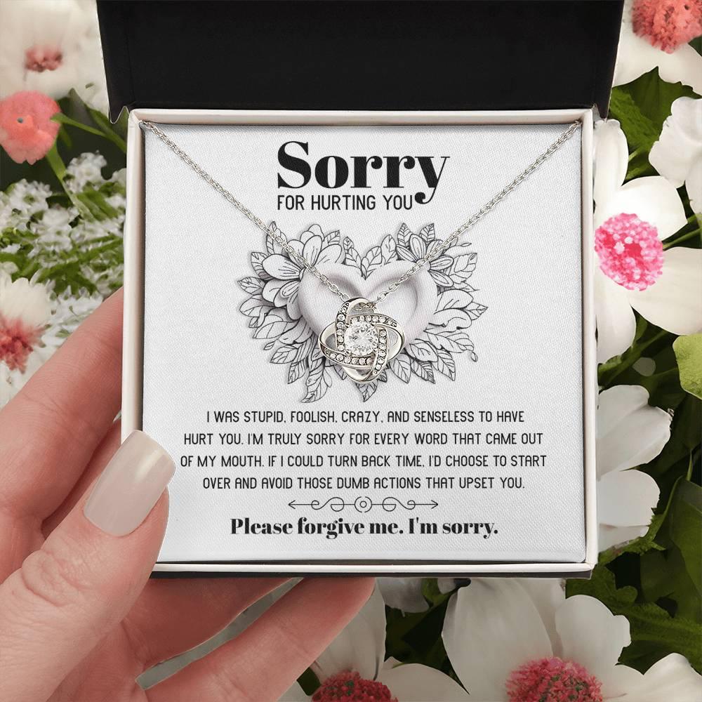 Apology Gift for Girlfriend, Wife, Soulmate-Sorry, Turn Back Time - Love Knot Pendant Necklace - Mallard Moon Gift Shop