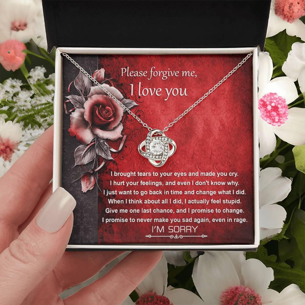 Apology Gift for Girlfriend, Wife, Soulmate - Sorry, One Last Chance - Love Knot Pendant Necklace - Mallard Moon Gift Shop