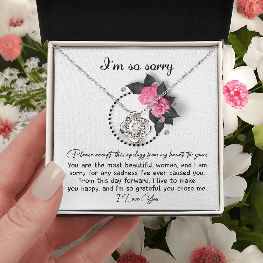 Apology Gift for Girlfriend, Wife, Soulmate - Sorry, Make You Happy - Love Knot Pendant Necklace - Mallard Moon Gift Shop