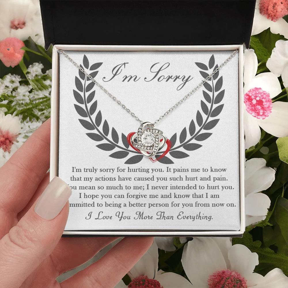Apology Gift for Girlfriend, Wife, Soulmate - Sorry, From Now On - Love Knot Pendant Necklace