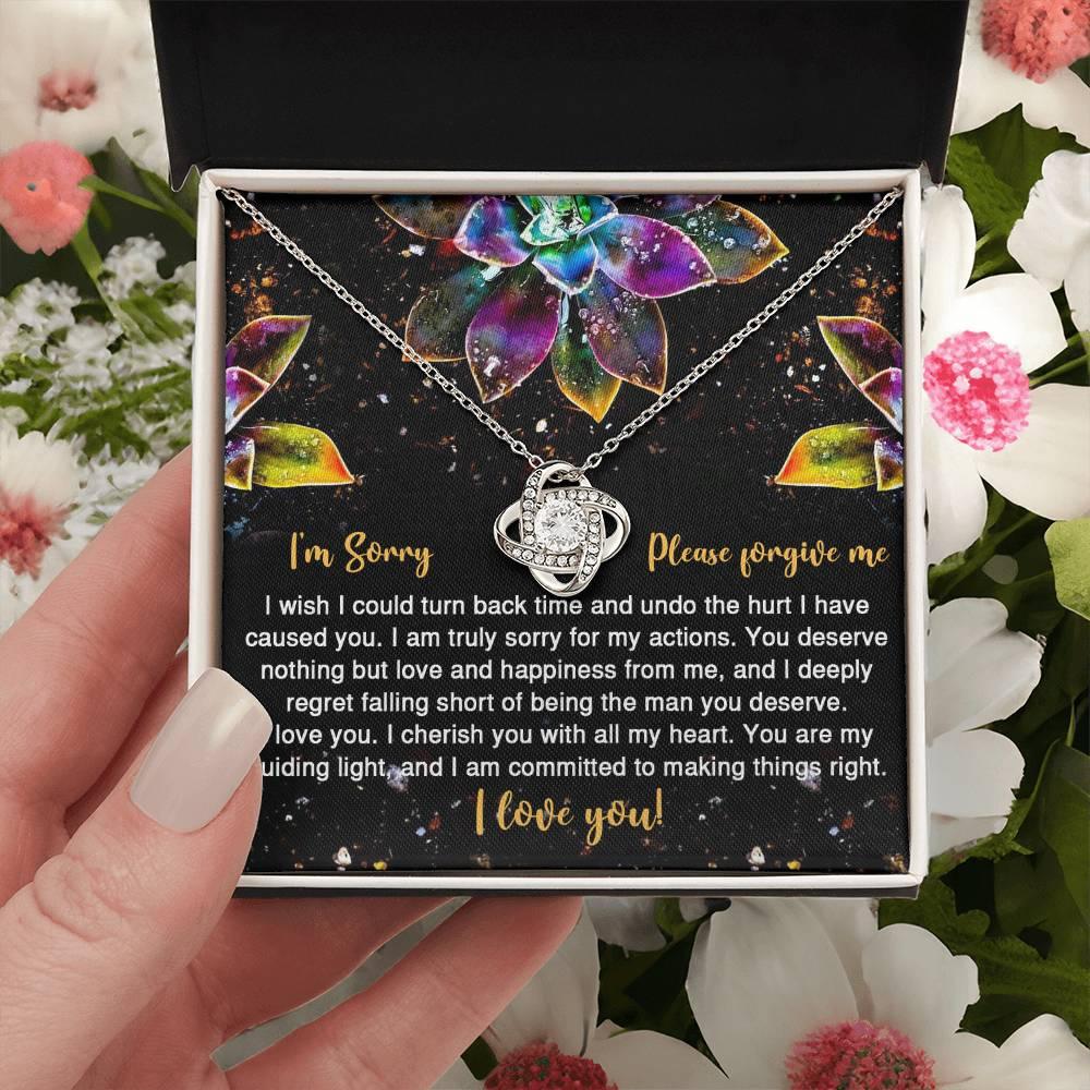 Apology Gift for Girlfriend, Wife, Soulmate - Sorry, All My Heart - Love Knot Pendant Necklace - Mallard Moon Gift Shop