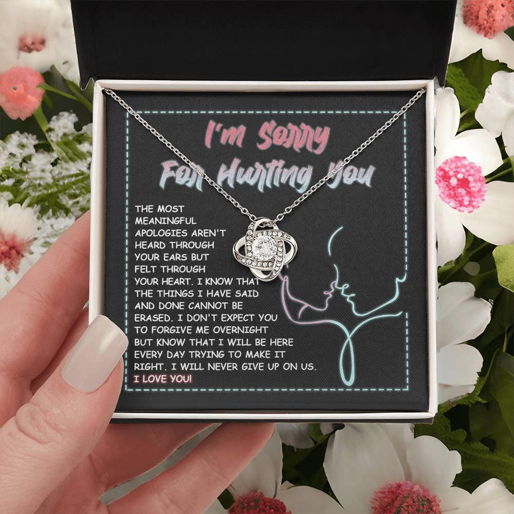 Apology Gift for Girlfriend, Wife, Soulmate - Sorry, Never Give Up -Love Knot Pendant Necklace - Mallard Moon Gift Shop