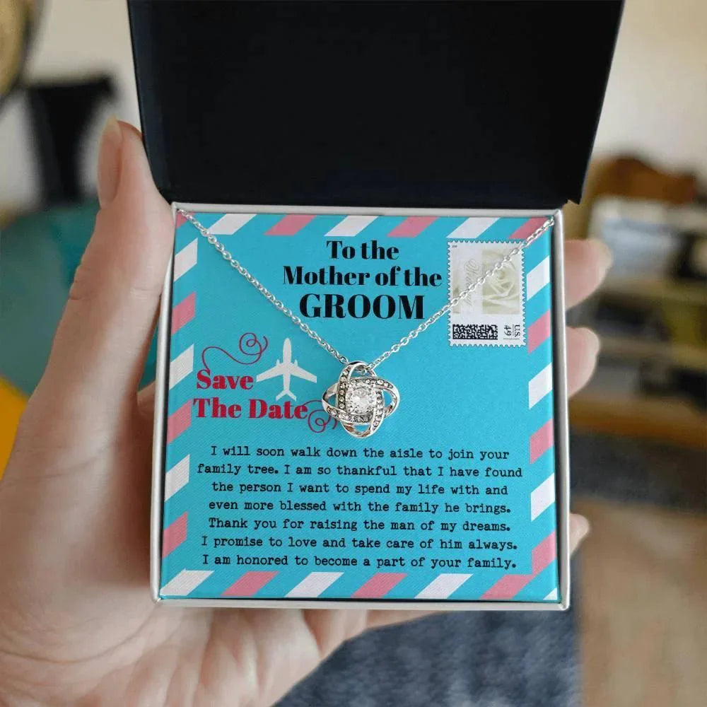 Mother of the Groom Gift Join your Family Tree Love Knot Pendant Necklace