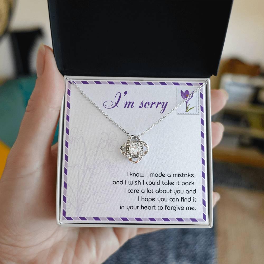 Gift for Girlfriend, Wife - Sorry, Take It Back - Love Knot Pendant Necklace - Mallard Moon Gift Shop