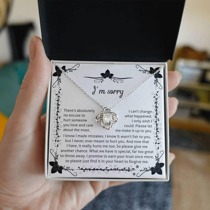 Apology - I'm Sorry, No Excuse, Another Chance - Love Knot Pendant Necklace - Mallard Moon Gift Shop