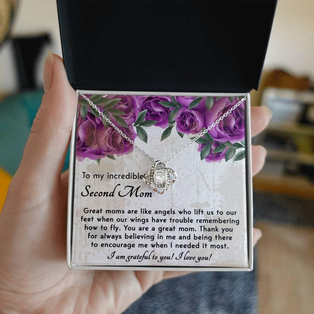 Bonus Mom Gift I am Grateful For You Love Knot Necklace - Mallard Moon Gift Shop