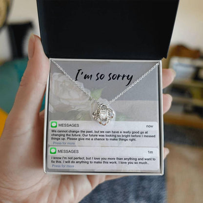Gift for Girlfriend, Wife - Sorry, I'm Not Perfect - Love Knot Pendant Necklace - Mallard Moon Gift Shop