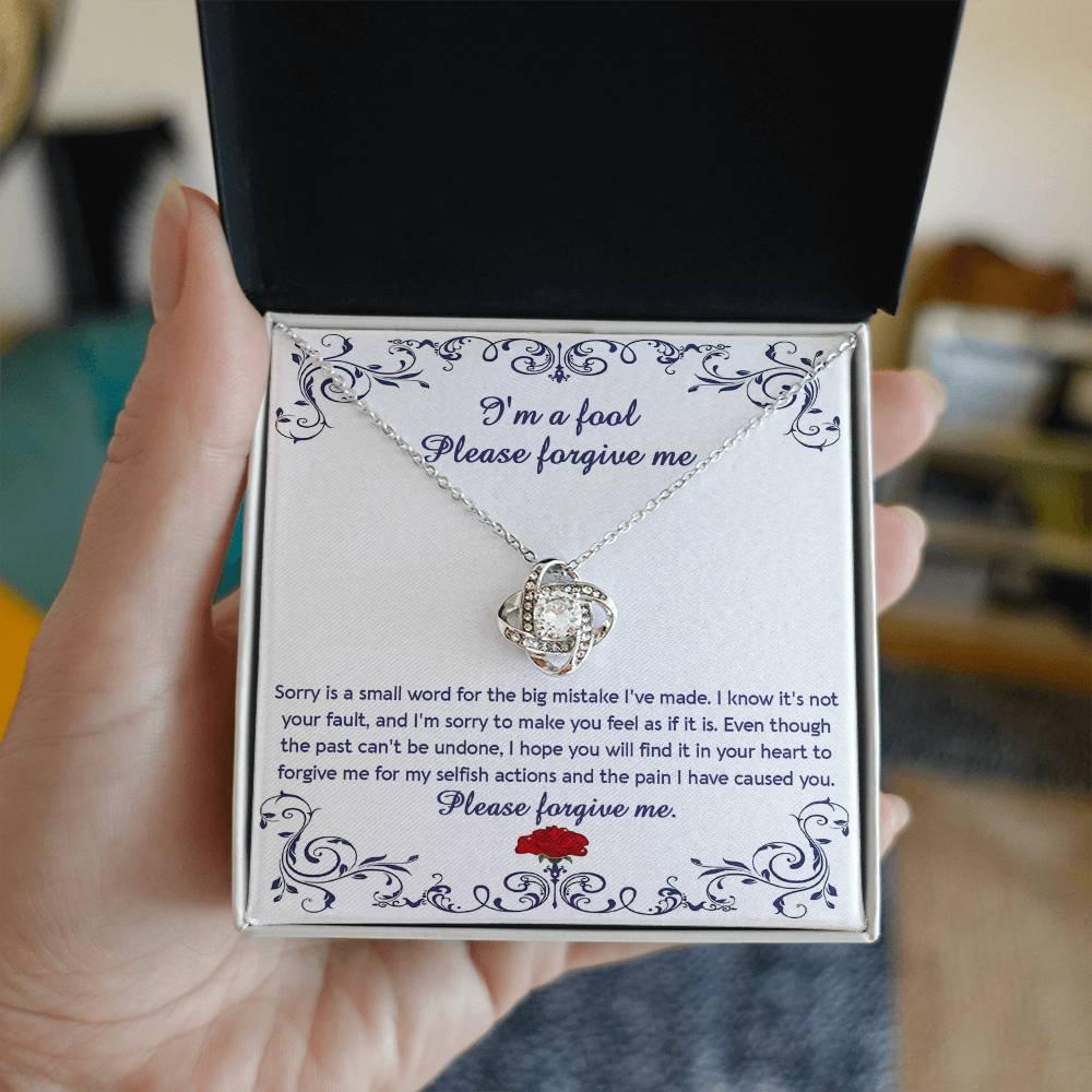 Gift for Girlfriend, Wife - Sorry, I'm A Fool - Love Knot Pendant Necklace - Mallard Moon Gift Shop