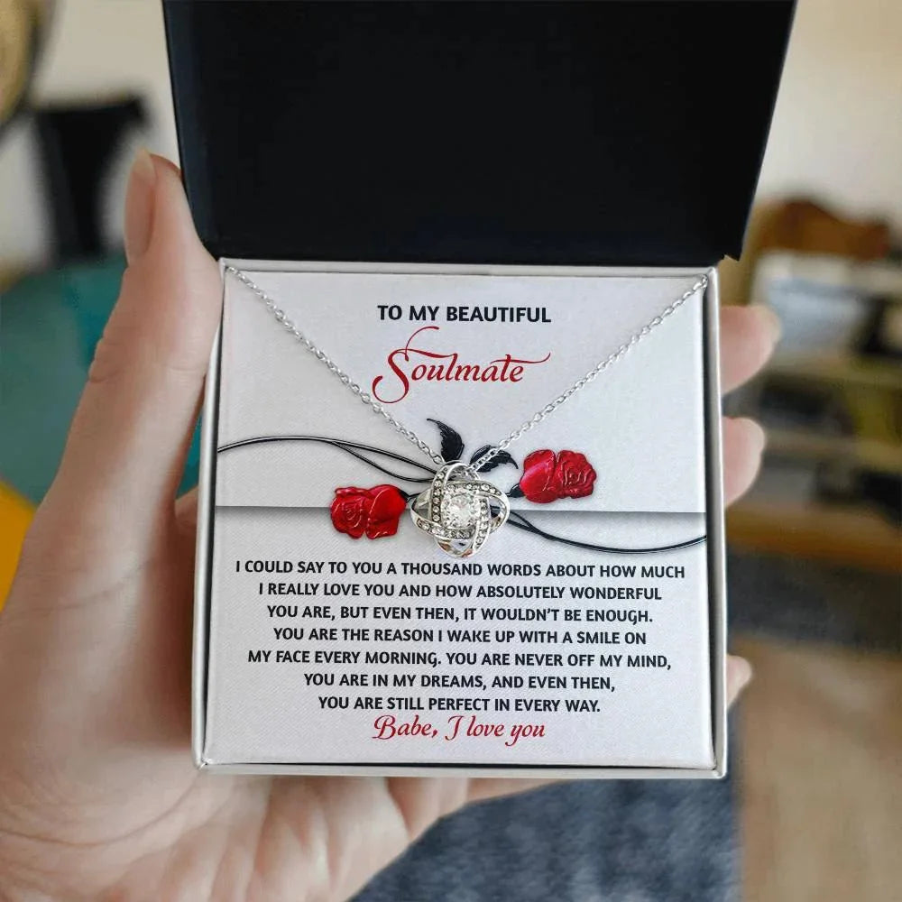 Romantic Anniversary, Valentine's Day Gift for Soulmate, Wife, Girlfriend - Wake Up With a Smile - Love Knot Pendant Necklace