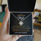 To My Smokin' Hot Wife – Love Knot Necklace with Bold Romantic Message | Gift from Husband to His One & Only