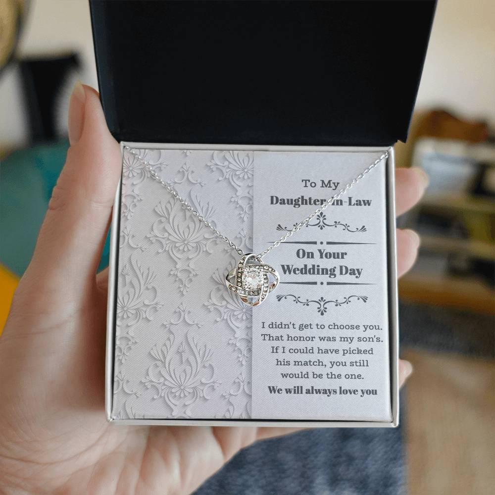 Daughter-In-Law Wedding Day Gift My Son Chose You Love Knot Pendant Necklace - Mallard Moon Gift Shop