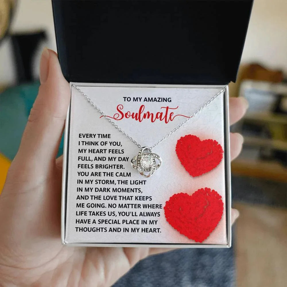 Romantic Anniversary, Valentine's Day Gift for Soulmate, Wife, Girlfriend - Place In My Heart - Love Knot Pendant Necklace