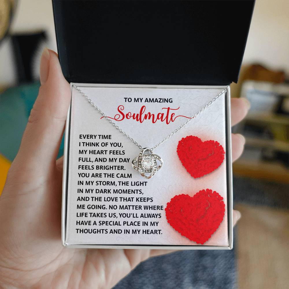 Romantic Anniversary, Valentine's Day Gift for Soulmate, Wife, Girlfriend - Place In My Heart - Love Knot Pendant Necklace - Mallard Moon Gift Shop