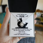 To My Smokin' Hot Doe” Message Card with Love Knot Necklace – Romantic and Playful Valentine's Day Gift