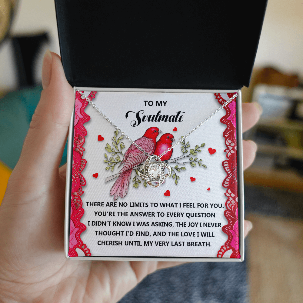 Romantic Gift for Her: Love Knot Necklace with Emotional Soulmate Message