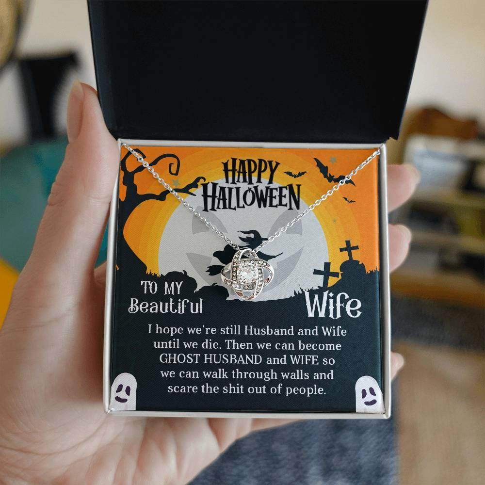 Wife Happy Halloween - Ghost Husband and Wife - Love Knot Necklace - Mallard Moon Gift Shop