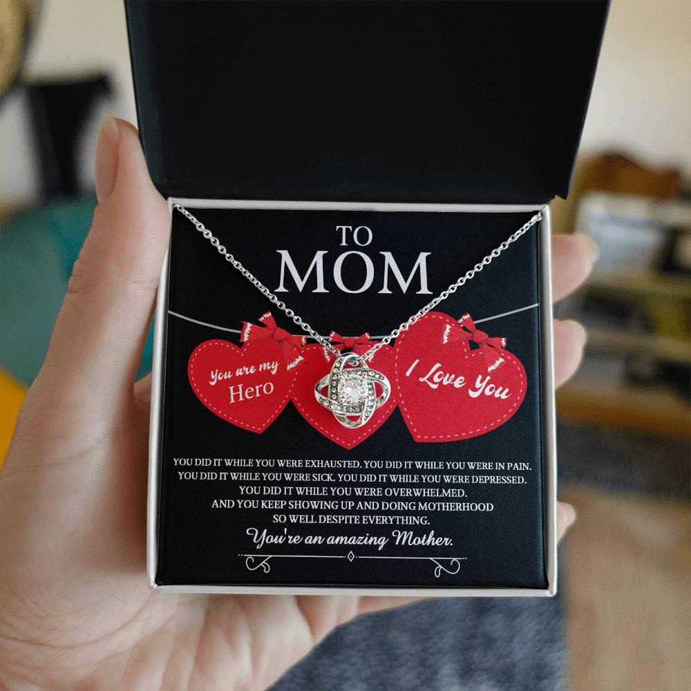 Gift for Mom You Are My Hero Love Knot Necklace - Mallard Moon Gift Shop