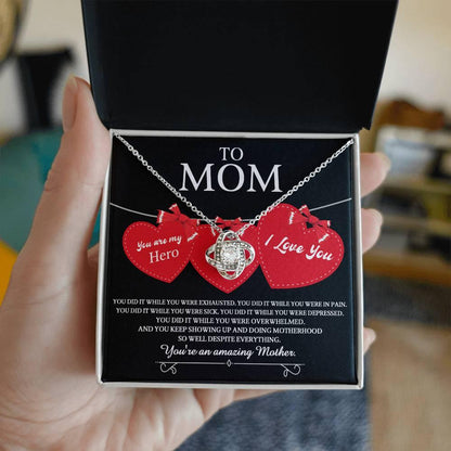 Gift for Mom You Are My Hero Love Knot Necklace - Mallard Moon Gift Shop