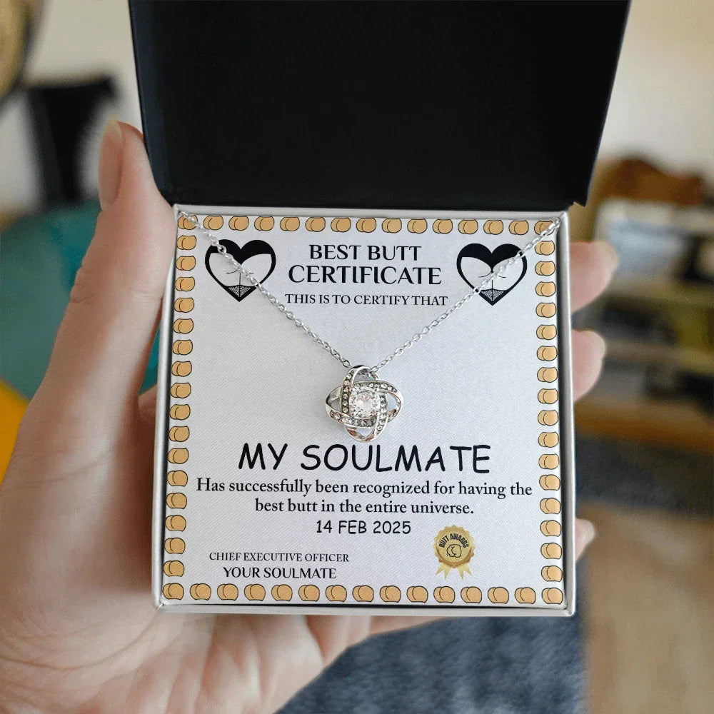 Best Butt & Endless Love Certified! Funny Love Knot Necklace Valentine's Day Gift