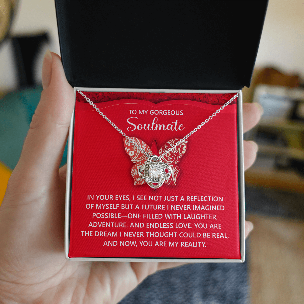Gift for Soulmate - Endless Love - Romantic Love Knot Necklace with Sentimental Message