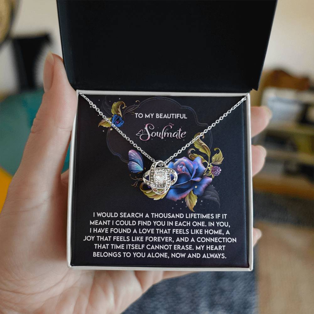 Romantic Anniversary, Valentine's Day Gift for Soulmate, Wife, Girlfriend - Feels Like Home - Love Knot Pendant Necklace - Mallard Moon Gift Shop