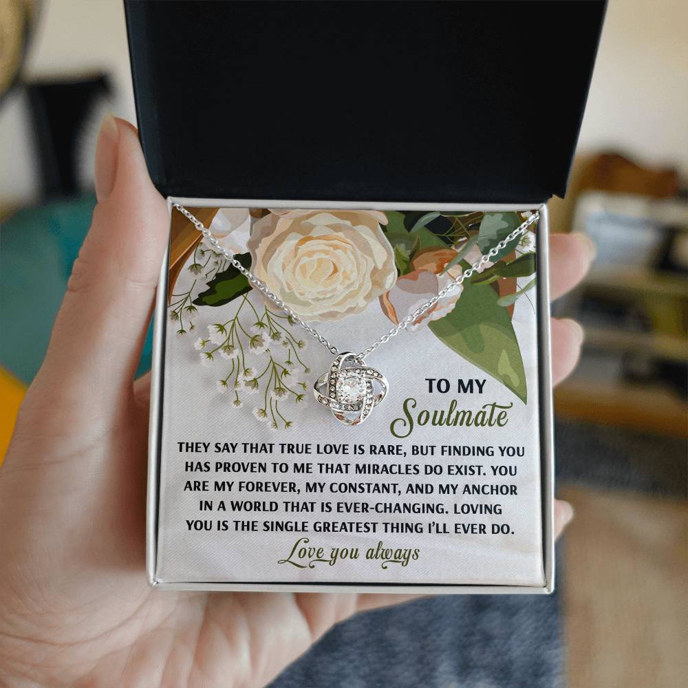 Romantic Anniversary, Valentine's Day Gift for Soulmate, Wife, Girlfriend - Miracles Exist - Love Knot Pendant Necklace - Mallard Moon Gift Shop