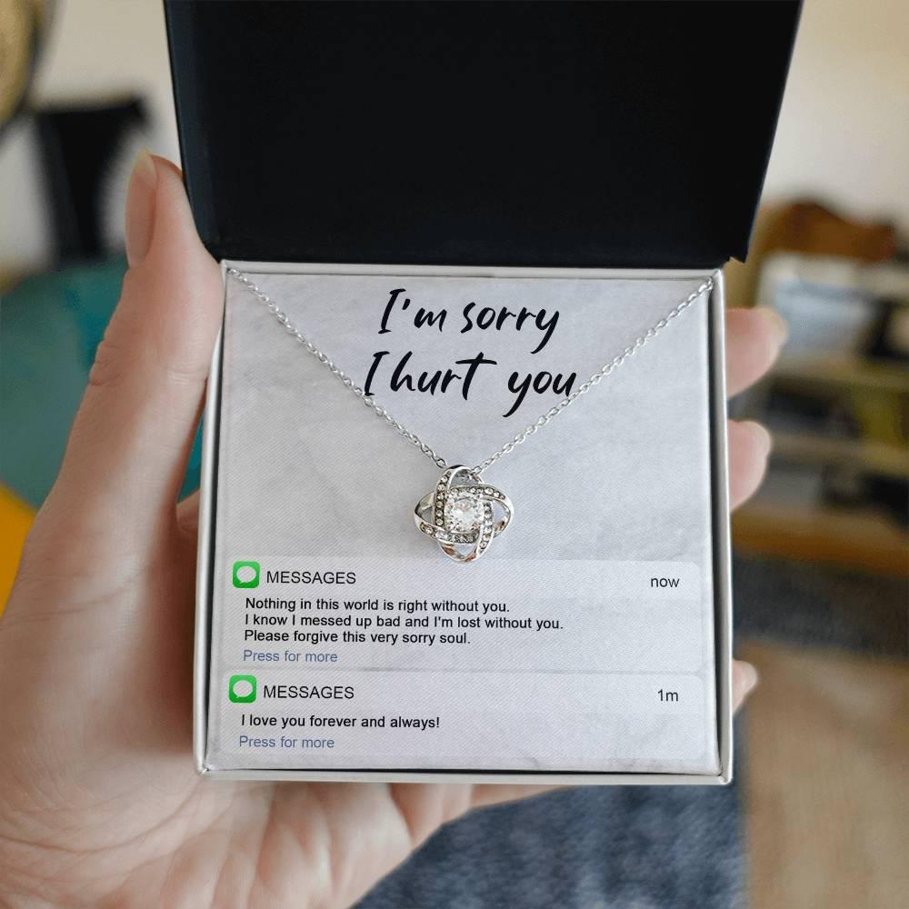 Gift for Girlfriend, Wife - Sorry, Lost Without You - Love Knot Pendant Necklace - Mallard Moon Gift Shop