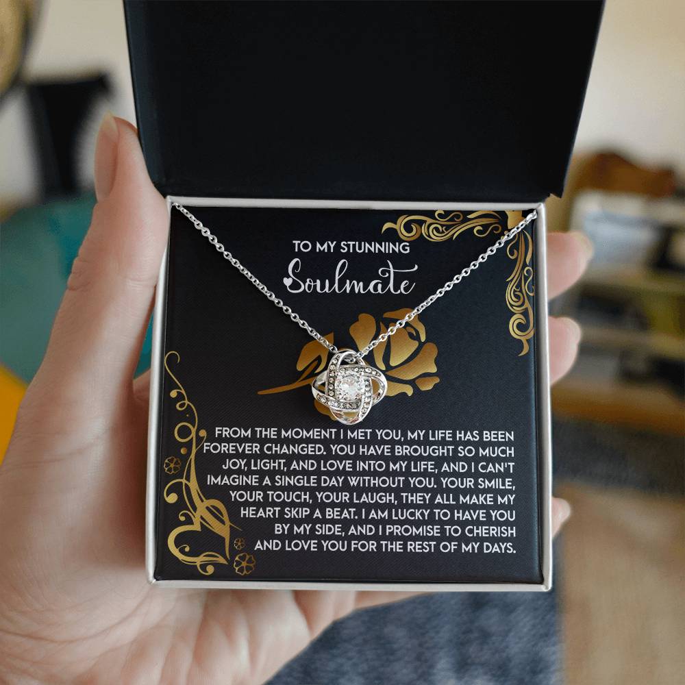 To My Stunning Soulmate - Love Knot Necklace – A Romantic Gift to Celebrate Joy, Love, and Forever Devotion - Mallard Moon Gift Shop