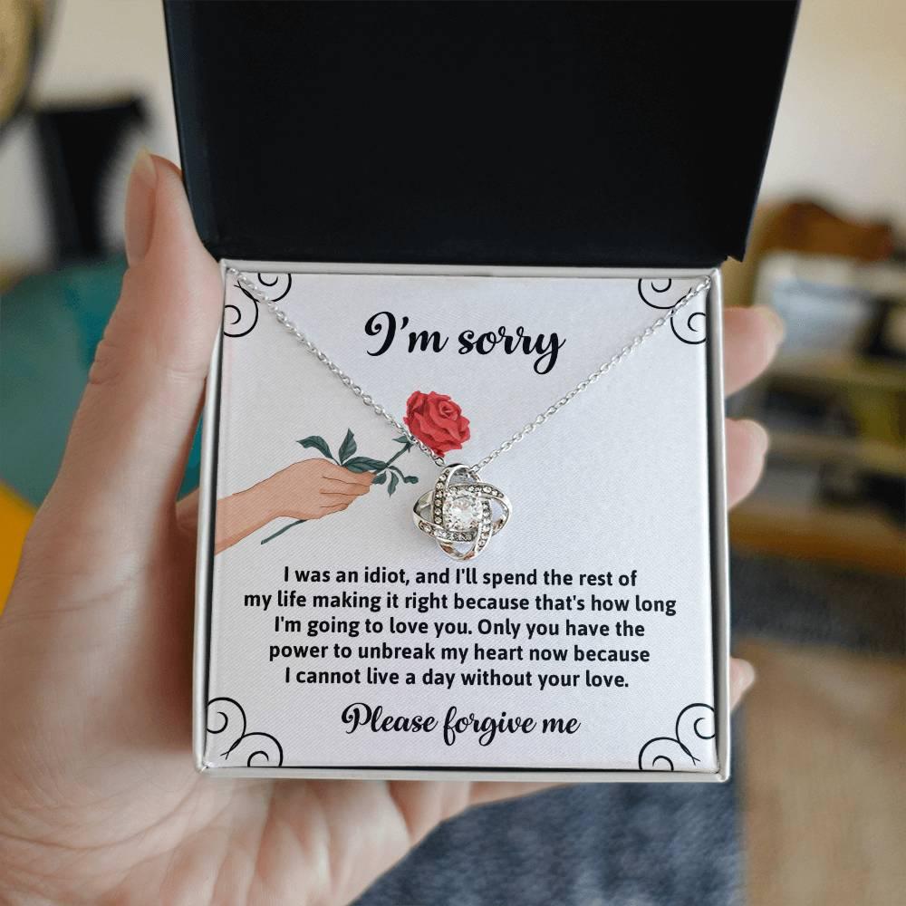 Gift for Girlfriend, Wife - Sorry, Making It Right - Love Knot Pendant Necklace - Mallard Moon Gift Shop