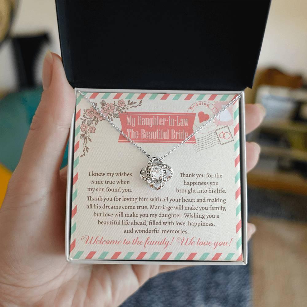Daughter-In-Law Wedding Day Gift Welcome to the Family Love Knot Pendant Necklace - Mallard Moon Gift Shop