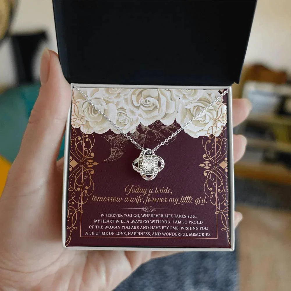 Daughter Wedding Day Gift - Wonderful Memories - Love Knot Pendant Necklace