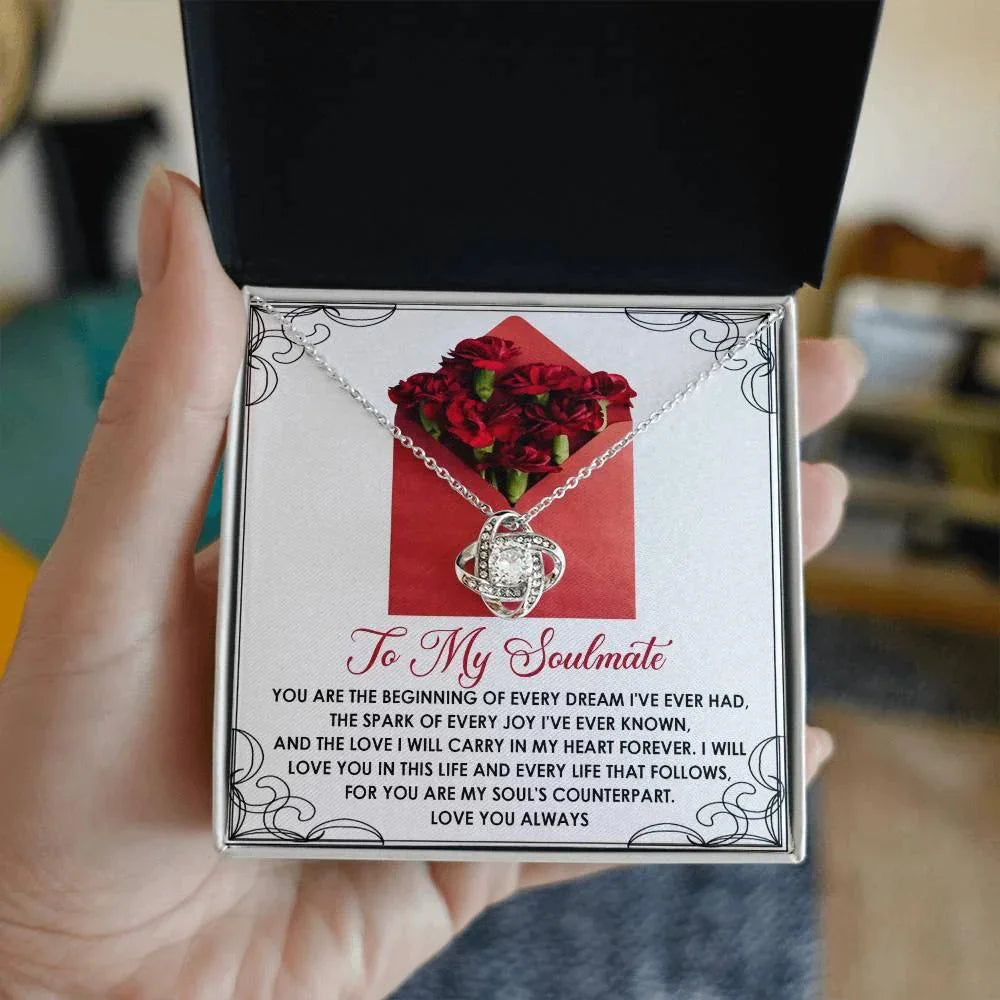 Romantic Anniversary, Valentine's Day Gift for Soulmate, Wife, Girlfriend - Carry In My Heart Forever - Love Knot Pendant Necklace
