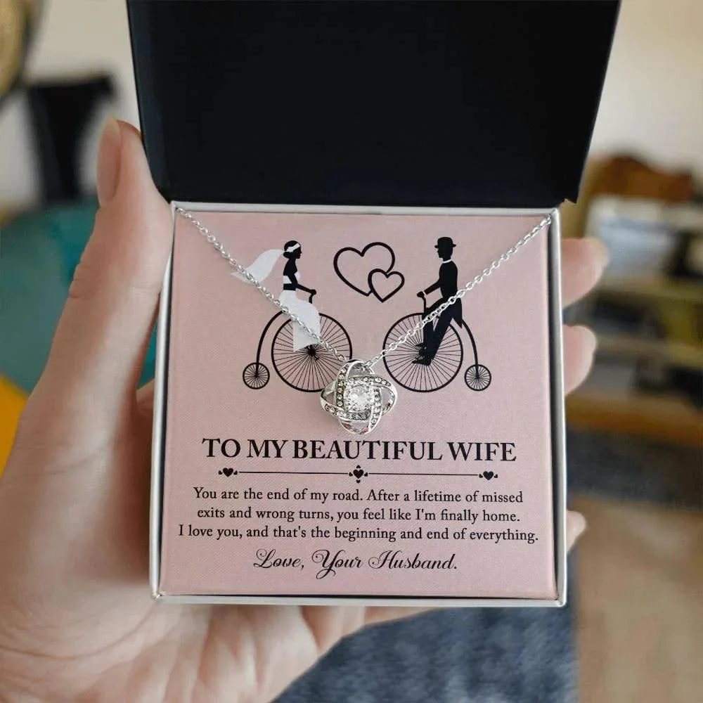 Wife Wedding Day Gift - I'm Finally Home Love Knot Pendant Necklace
