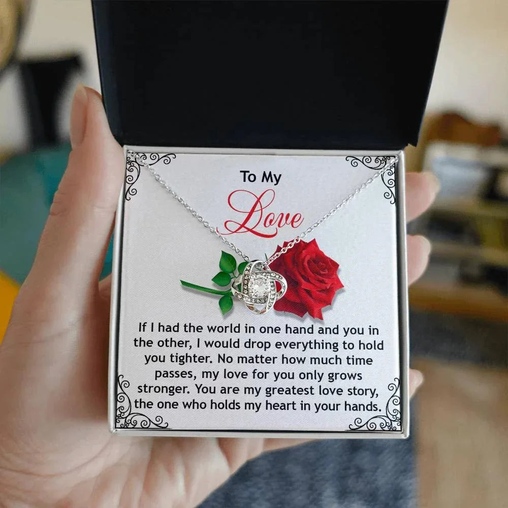 Romantic Anniversary, Valentine's Day Gift for Soulmate, Wife, Girlfriend - Greatest Love Story - Love Knot Pendant Necklace