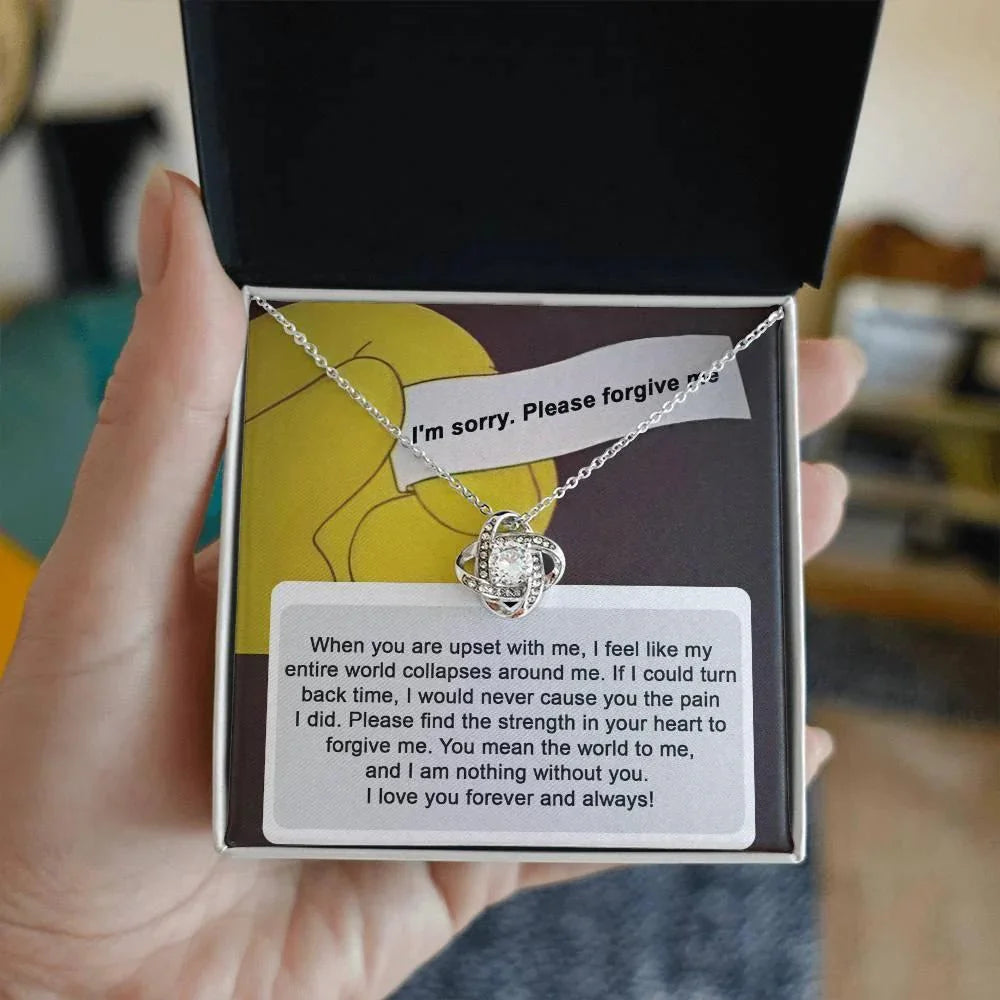 Gift for Girlfriend, Wife - Sorry, Nothing Without You - Love Knot Pendant Necklace
