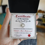 World's Best Bridesmaid Love Knot Necklace Gift with Certificate of Recognition – Heartfelt Thank You Jewelry from Bride & Groom