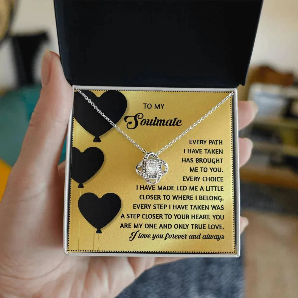 Gift for Soulmate - A Step Closer - Love Knot Pendant Necklace - A Romantic Valentine’s Gift for Your One True Love