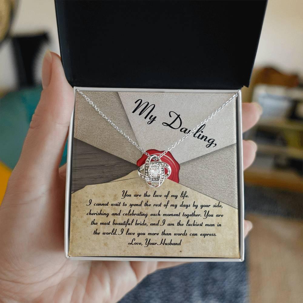 My Darling Bride Love of My Life Love Knot Pendant Necklace - Mallard Moon Gift Shop