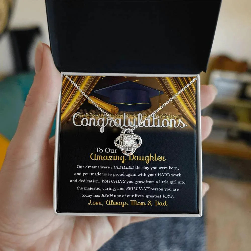 Daughter Graduation Jewelry Necklace with Message Card from Mom and Dad - You Made Us So Proud