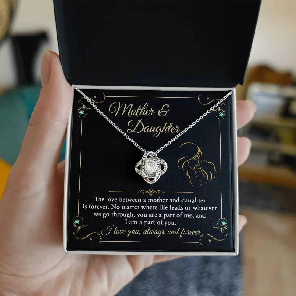 Mother and Daughter- You are a Part Of Me and I am a Part of You Love Knot Necklace