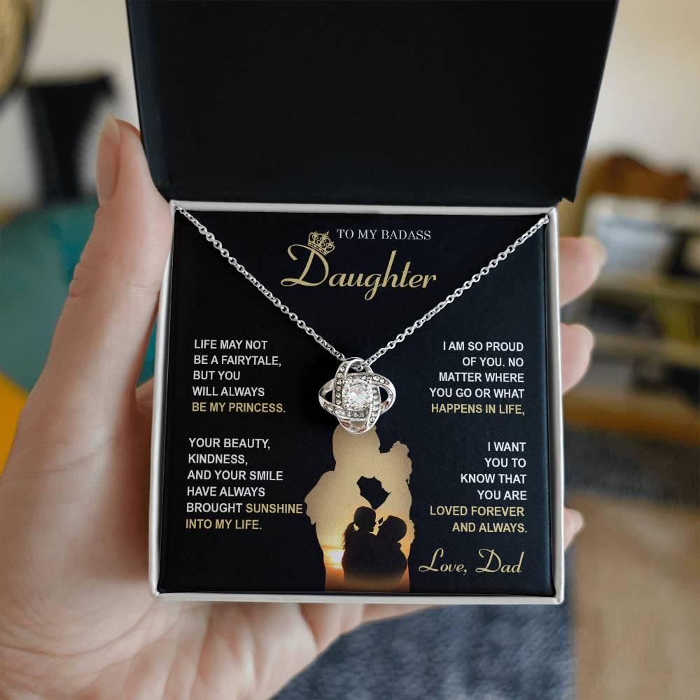 Daughter Wedding Day Gift - Be My Princess - Love Knot Pendant Necklace - Mallard Moon Gift Shop