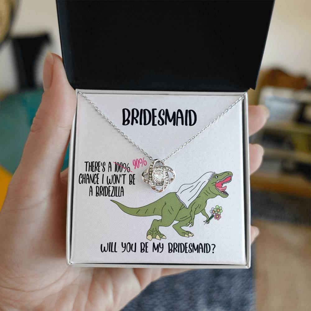 Bridesmaid Invitation Proposal Gift - Will You Be My Bridesmaid Love Knot Pendant Necklace Gift from Bridezilla - Mallard Moon Gift Shop